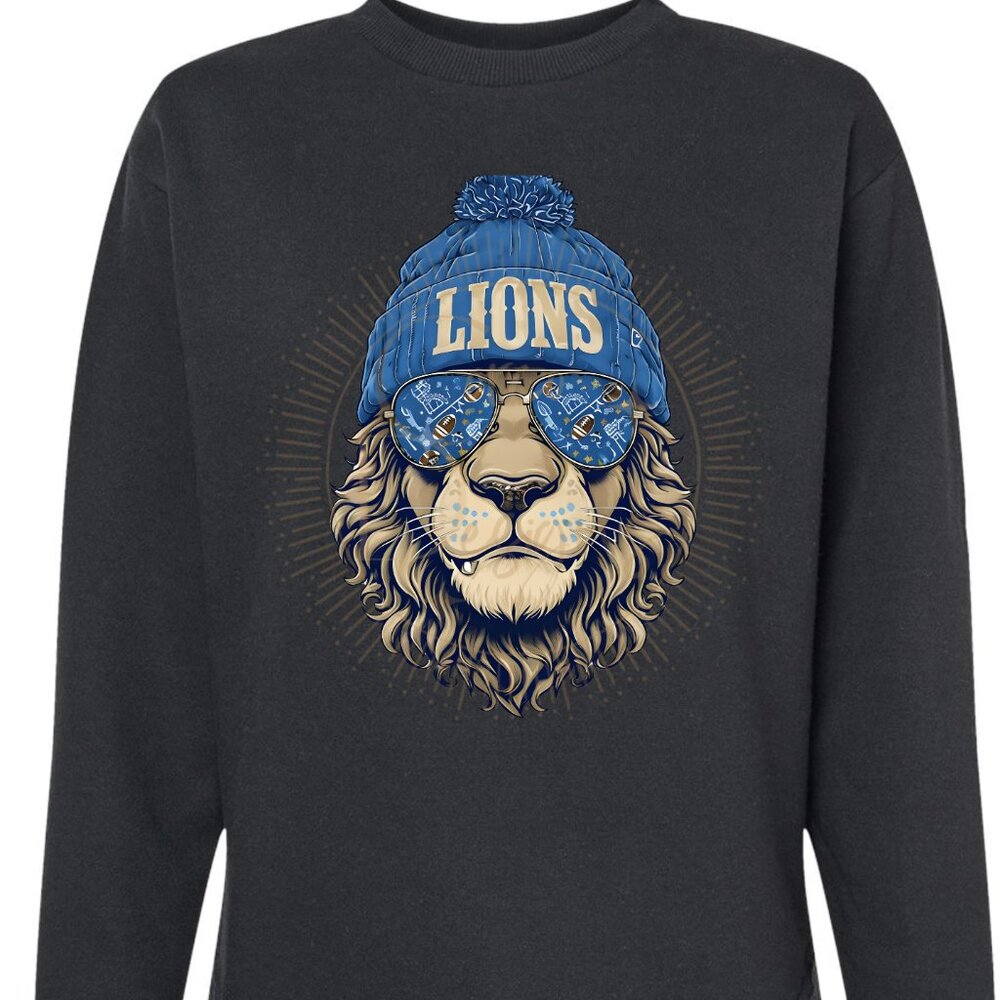 LIONS Football Sunglasses Beanie LAT Weekend Crewneck Sweatshirt Cozy Sizes S-2X